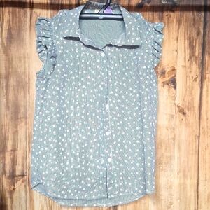 Love NOTES BUTTON DOWN SLEEVELESS TOP SMALL